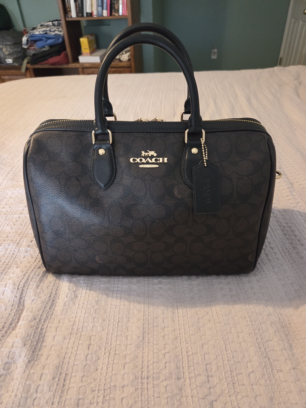 EUC Coach Canvas Large Rowan Black/Walnut - Older Style
